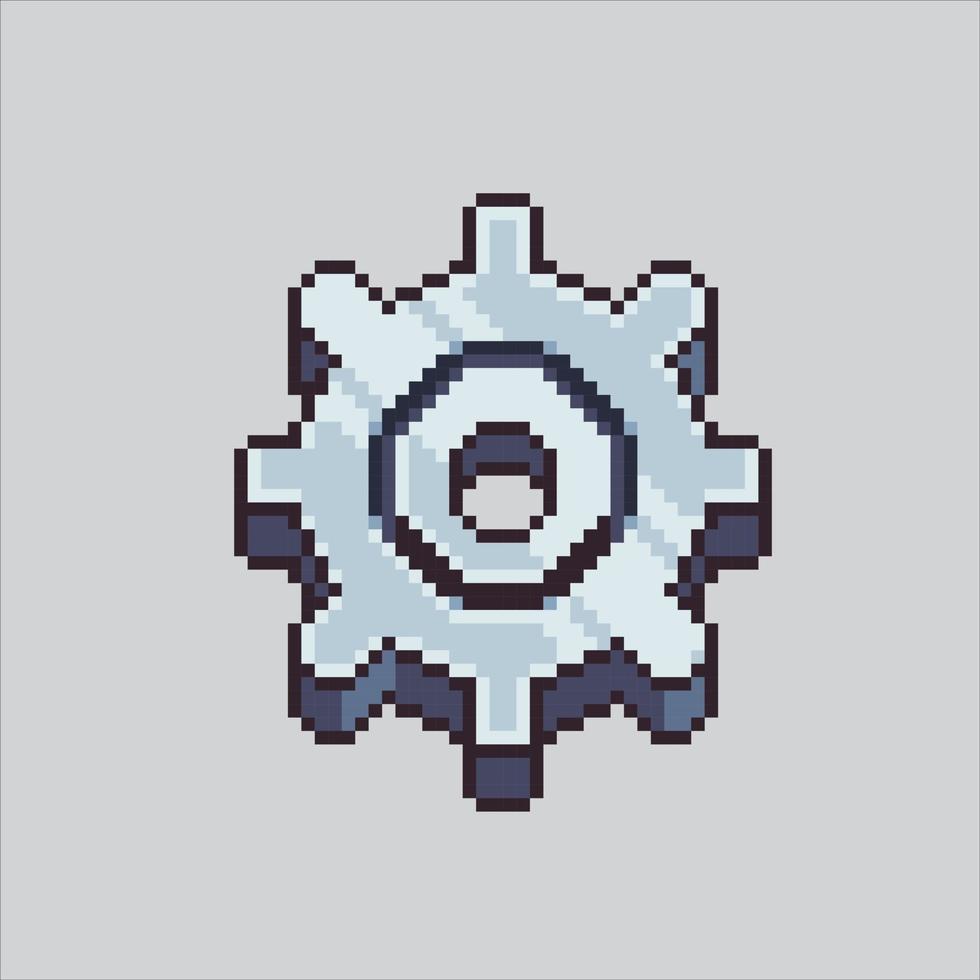 Pixel art illustration Gear icon. Pixelated gear. Gear settings icon pixelated for the pixel art game and icon for website and video game. old school retro. vector