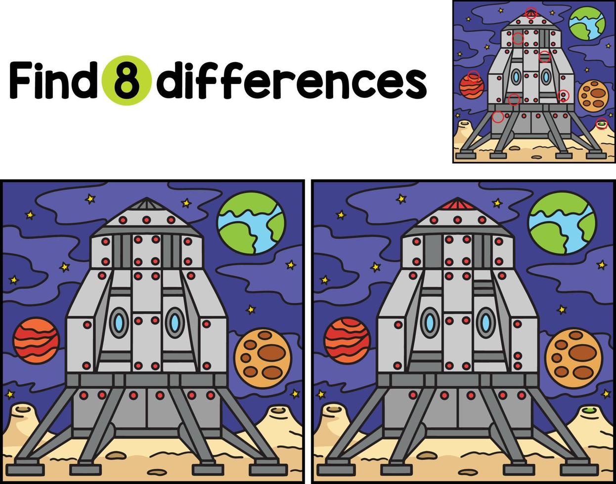 Lunar Lander on the Moon Find The Differences vector