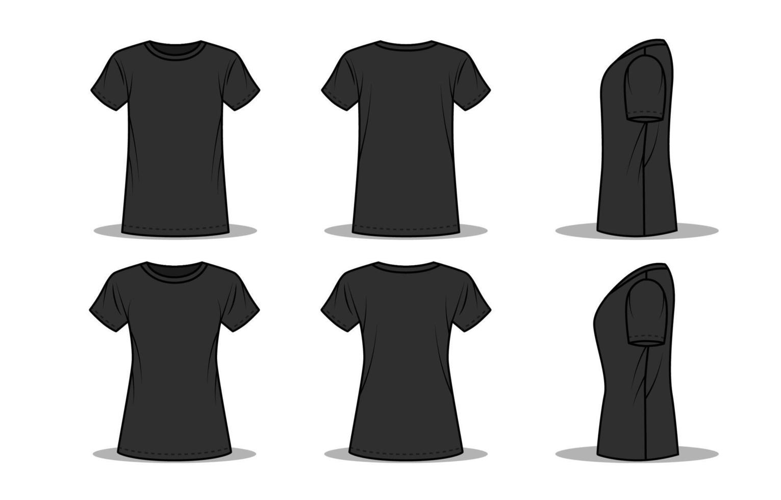 Outline T Shirt Black Template Mockup vector