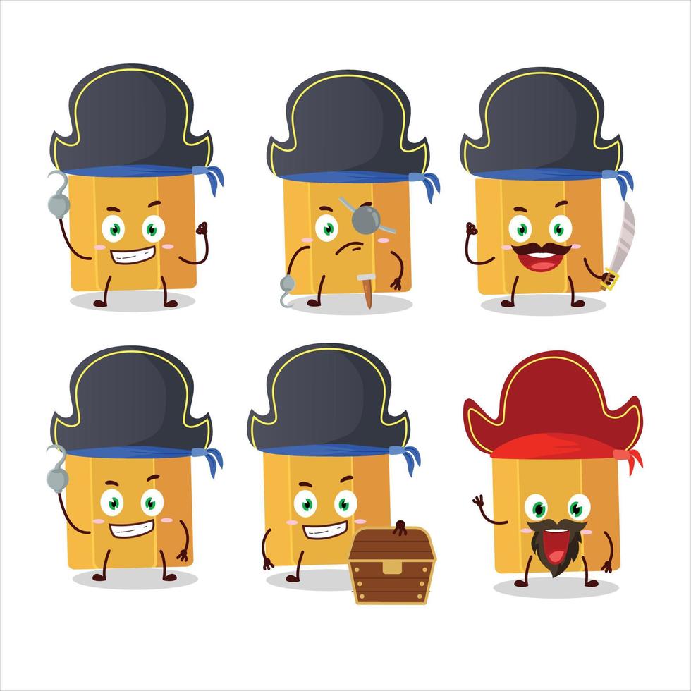 Cartoon character of pencil with various pirates emoticons vector