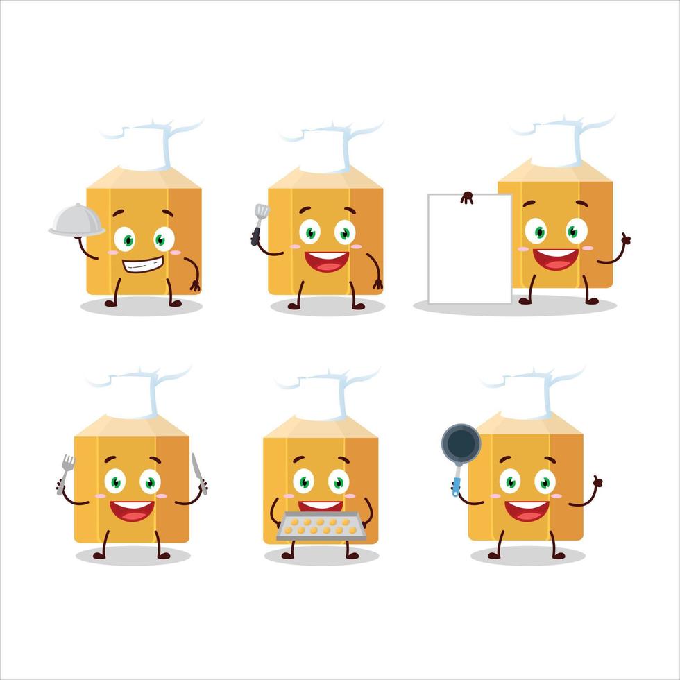 dibujos animados personaje de lápiz con varios cocinero emoticones vector