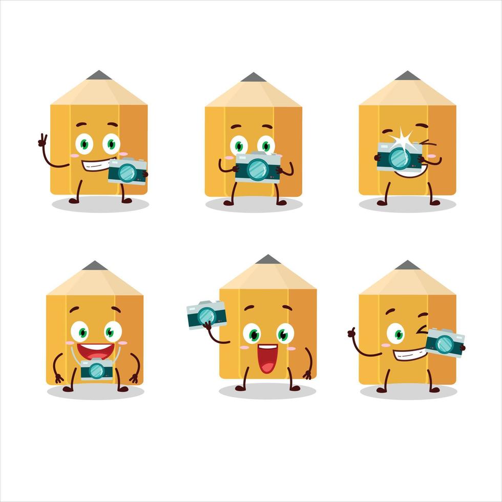 Photographer profession emoticon with pencil cartoon character vector