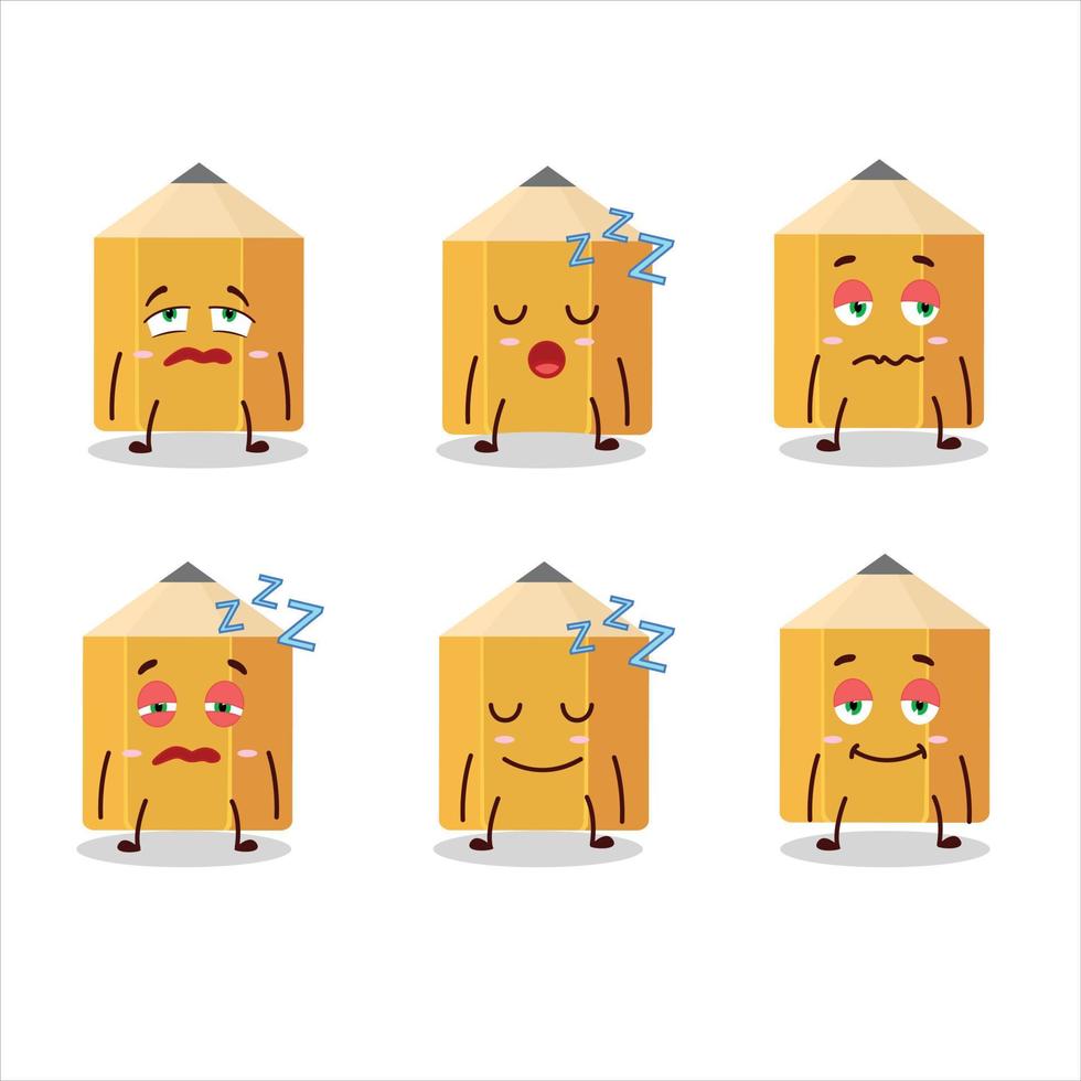 Cartoon character of pencil with sleepy expression vector