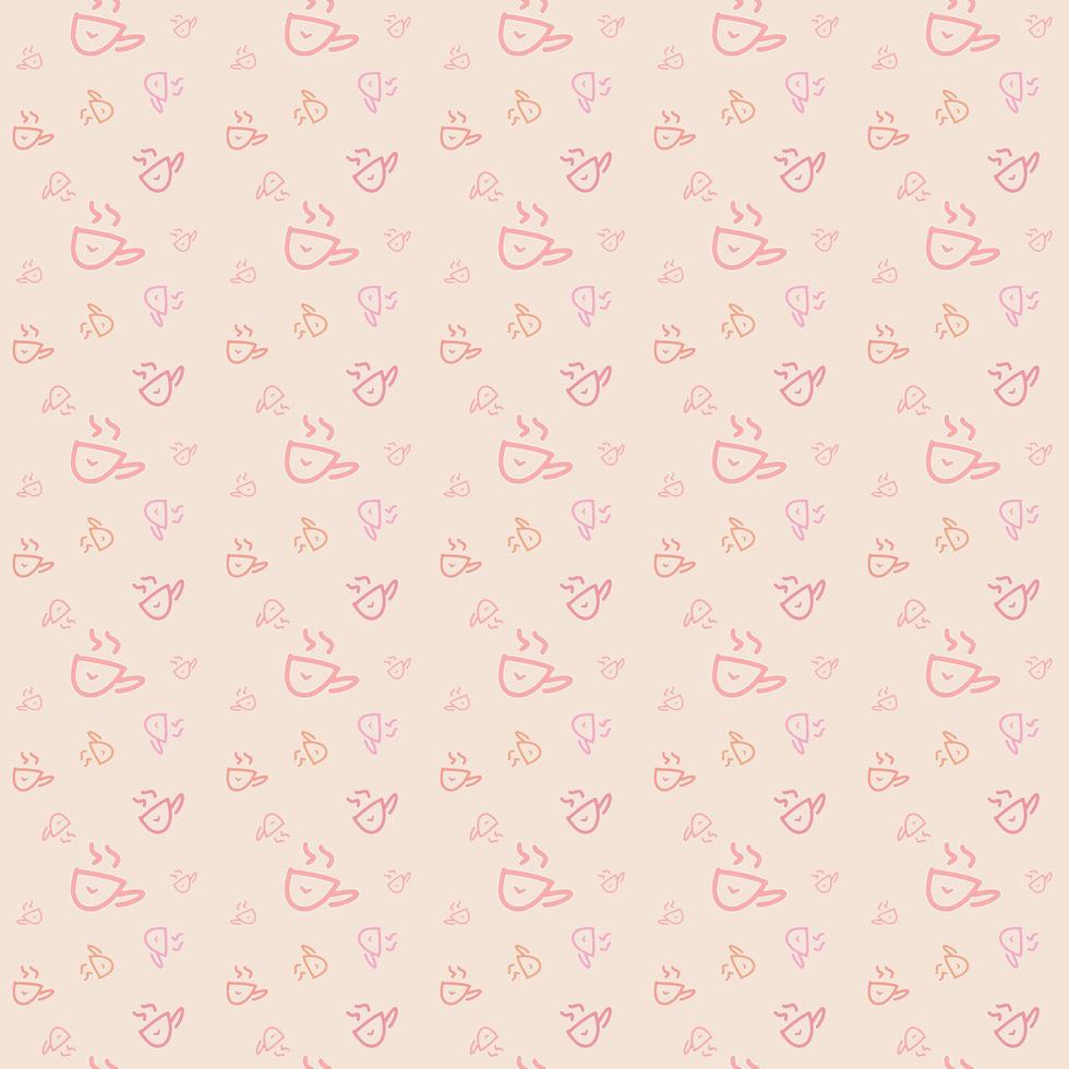Seamless pattern handwriting coffee cup of love on pretty in pink background vector illustration, cute print