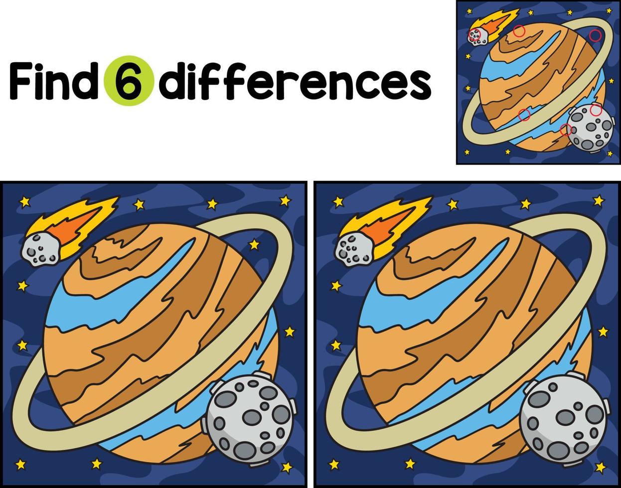 Planet Saturn Find The Differences vector
