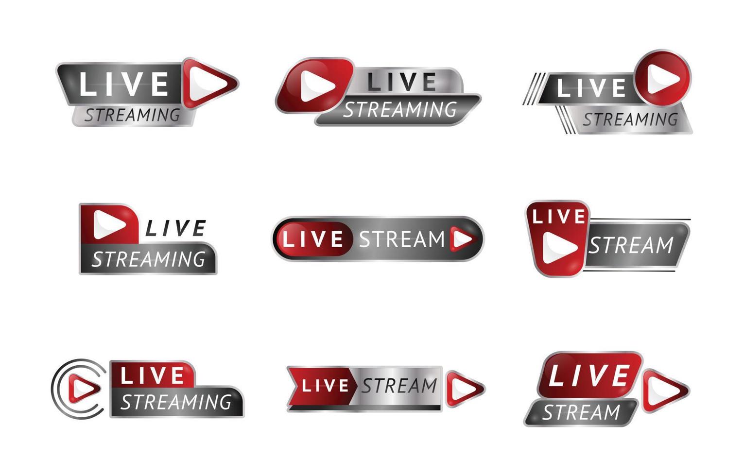 Live Streaming Badge Logo Set vector