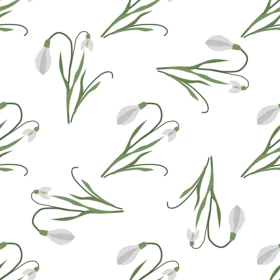 Seamless pattern with spring flowers and snowdrops vector