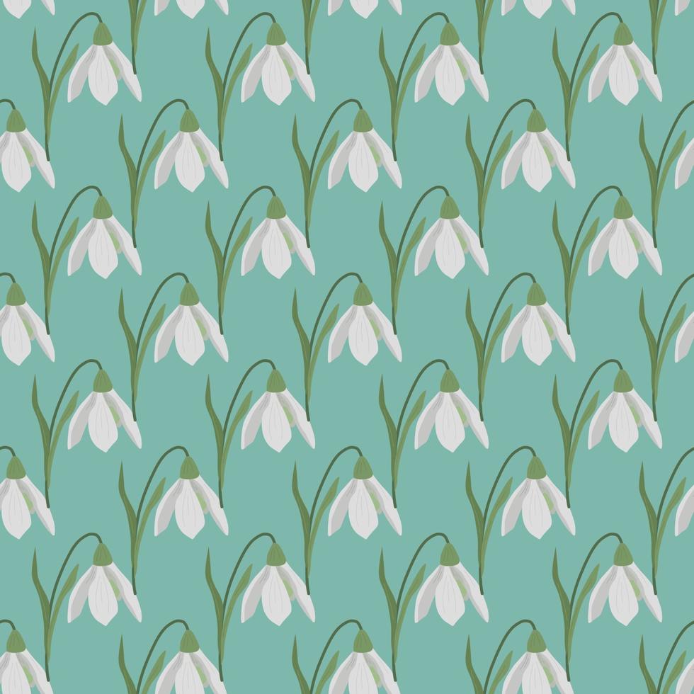 Seamless pattern with spring flowers and snowdrops vector