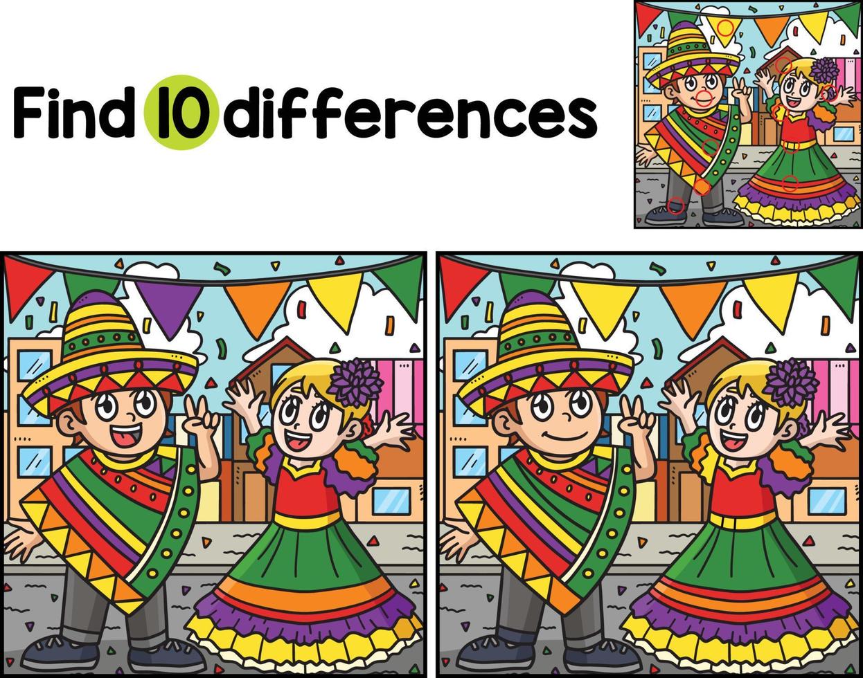 Cinco de Mayo Children Find The Differences vector