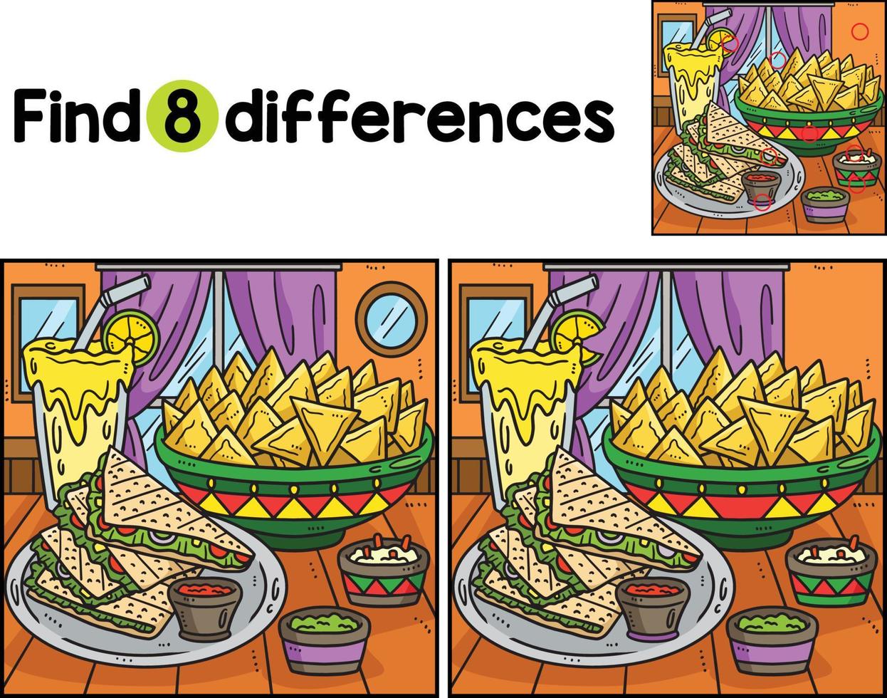 Cinco de Mayo Quesadilla Find The Differences vector