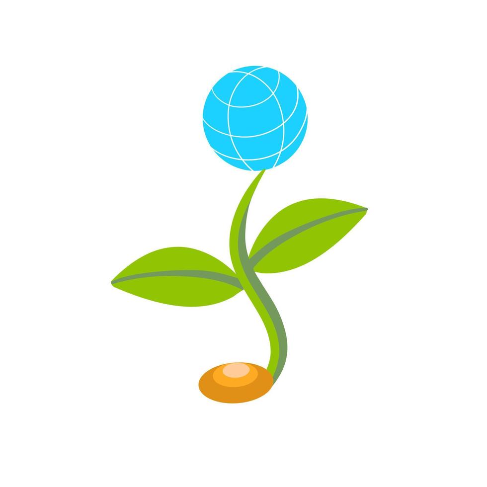 Green earth. Vector world. Planting seedlings. Concept - world environmental problems