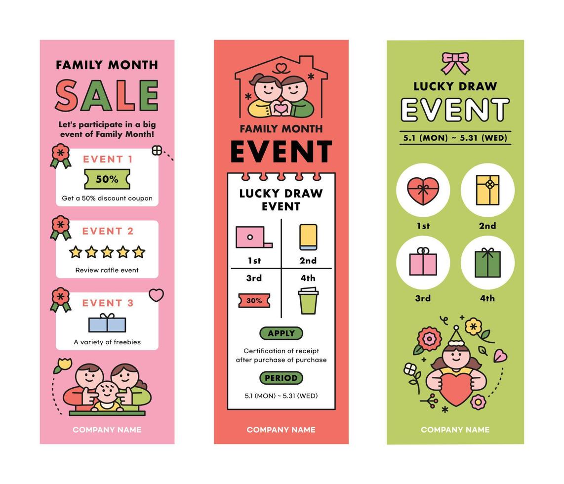 Family month event. Vertical banner template. vector