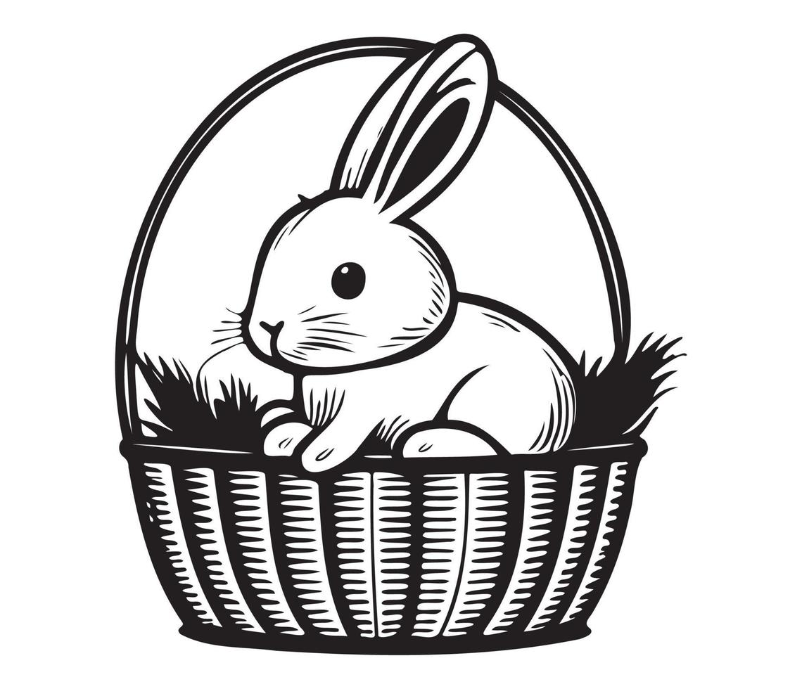 Easter Basket with bunny and eggs vector