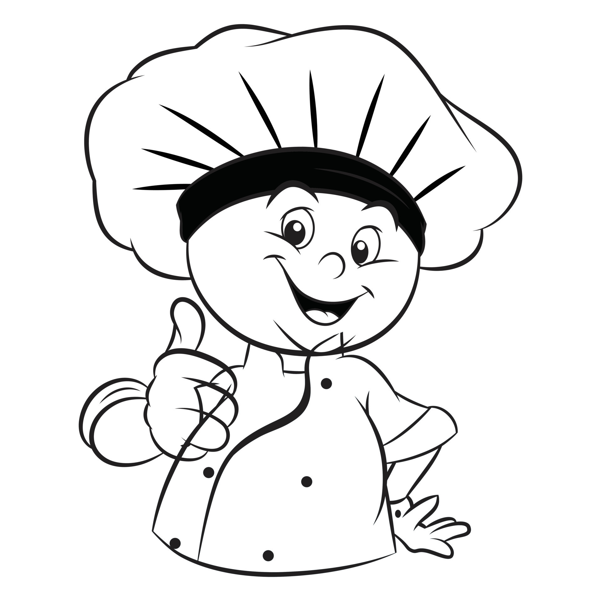 outline baker cartoon character and chef cartoon character vector hand