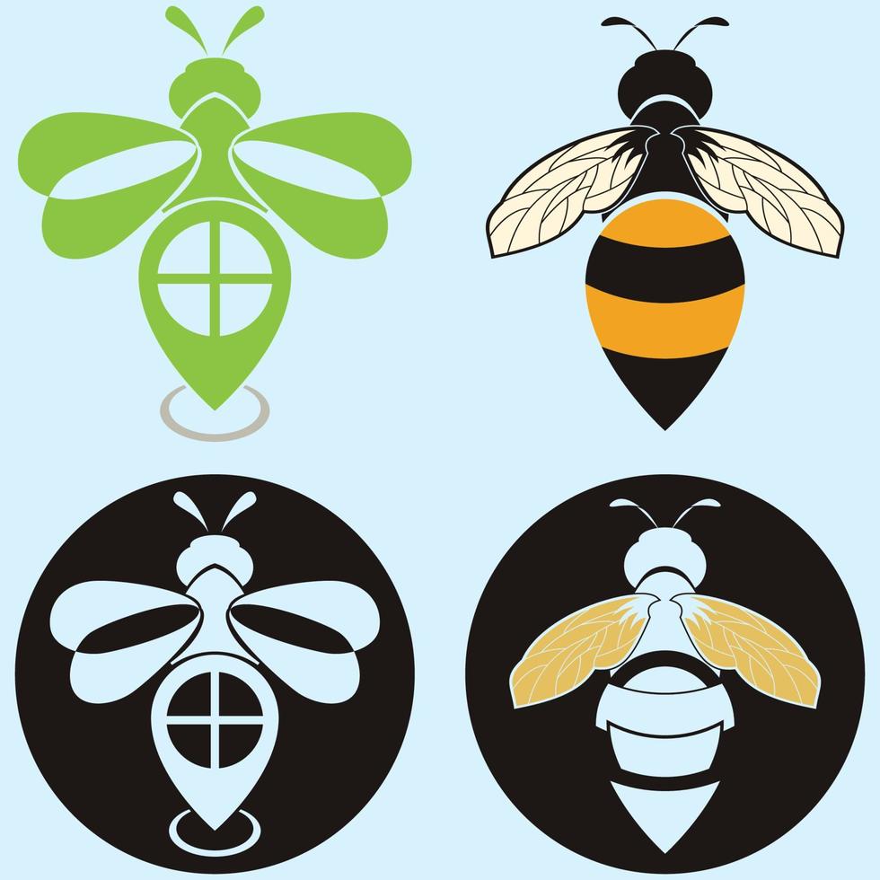 bee logo illustrations design icon vector