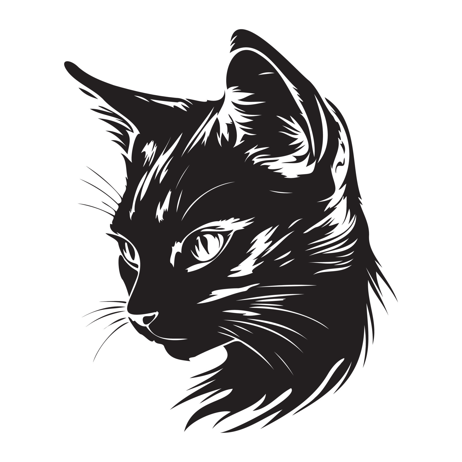 Cat Face, Silhouettes Cat Face SVG, black and white Cat vector 22664797