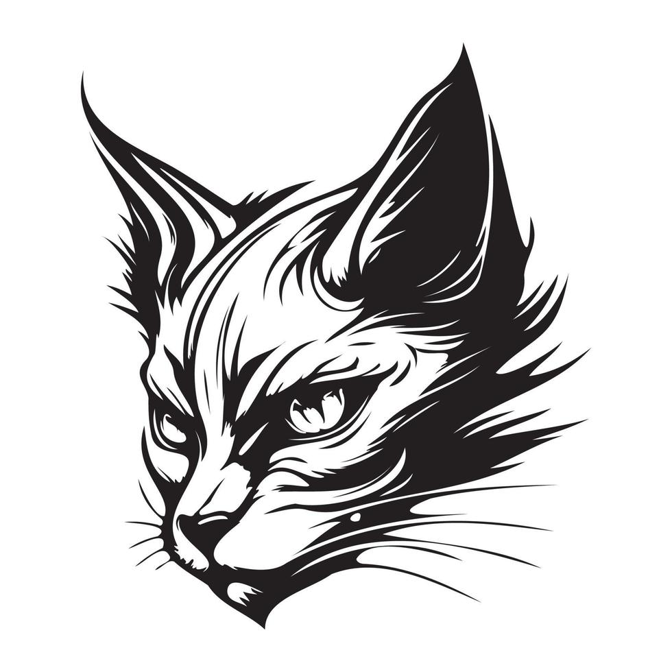 Cat Face, Silhouettes Cat Face SVG, black and white Cat vector