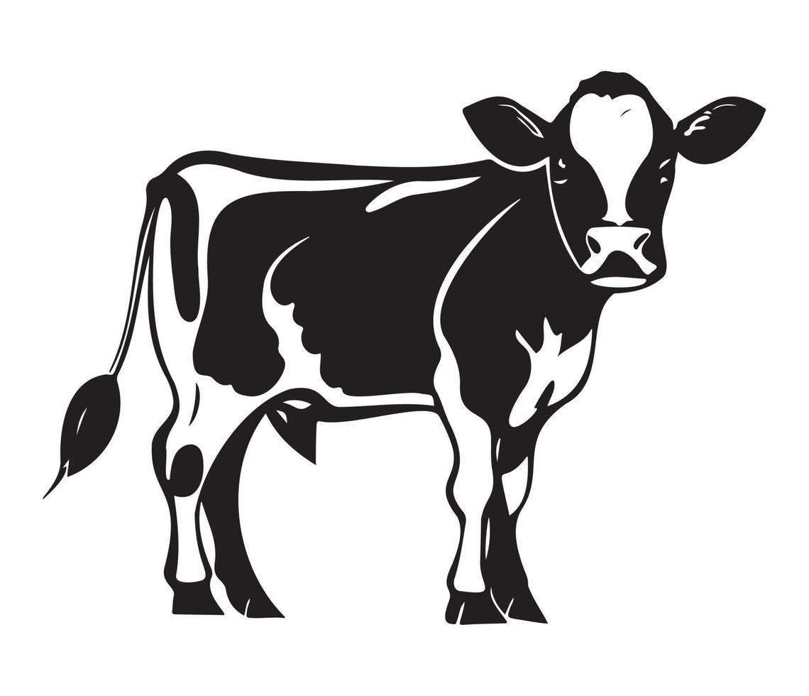 vaca retrato estilizado vector símbolo, negro y blanco vaca, vaca, lechería icono