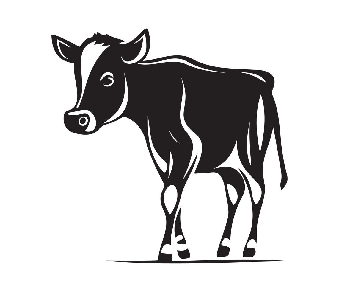 vaca retrato estilizado vector símbolo, negro y blanco vaca, vaca, lechería icono