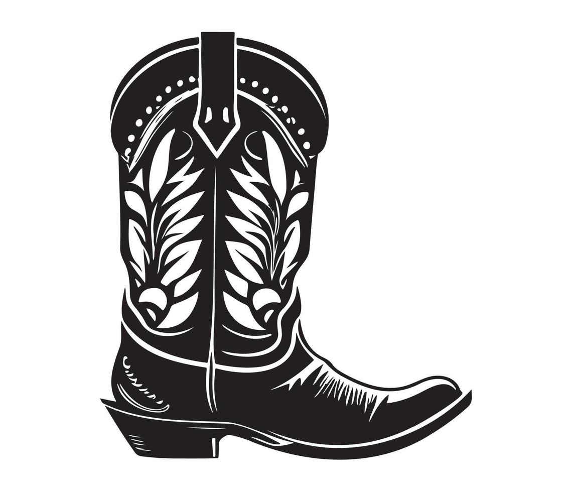 Cowboy boots, Cowgirl boots vector black graphic illustration