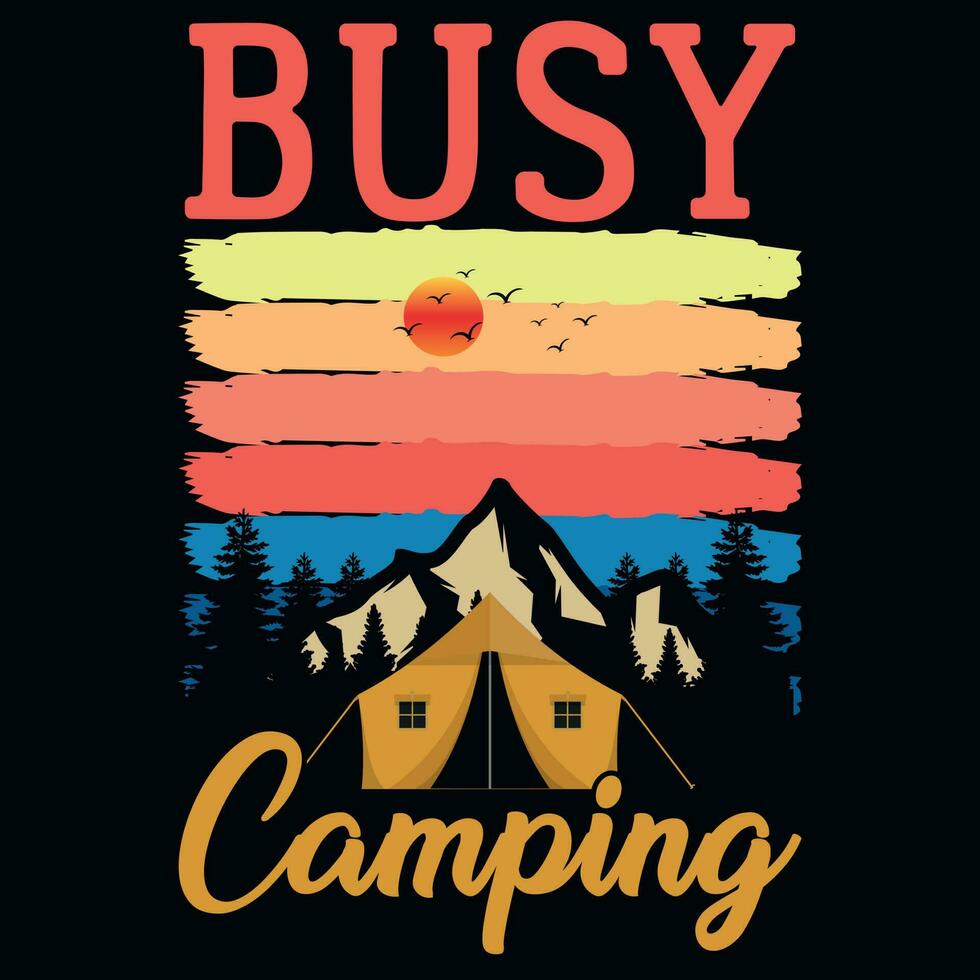 Mountain camping tshirt design vector