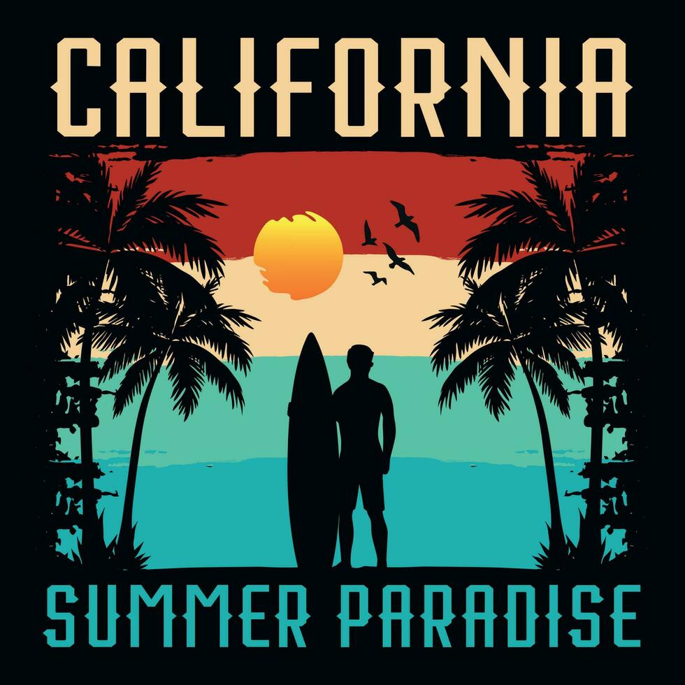 Summer surfing graphics tshirt design vector