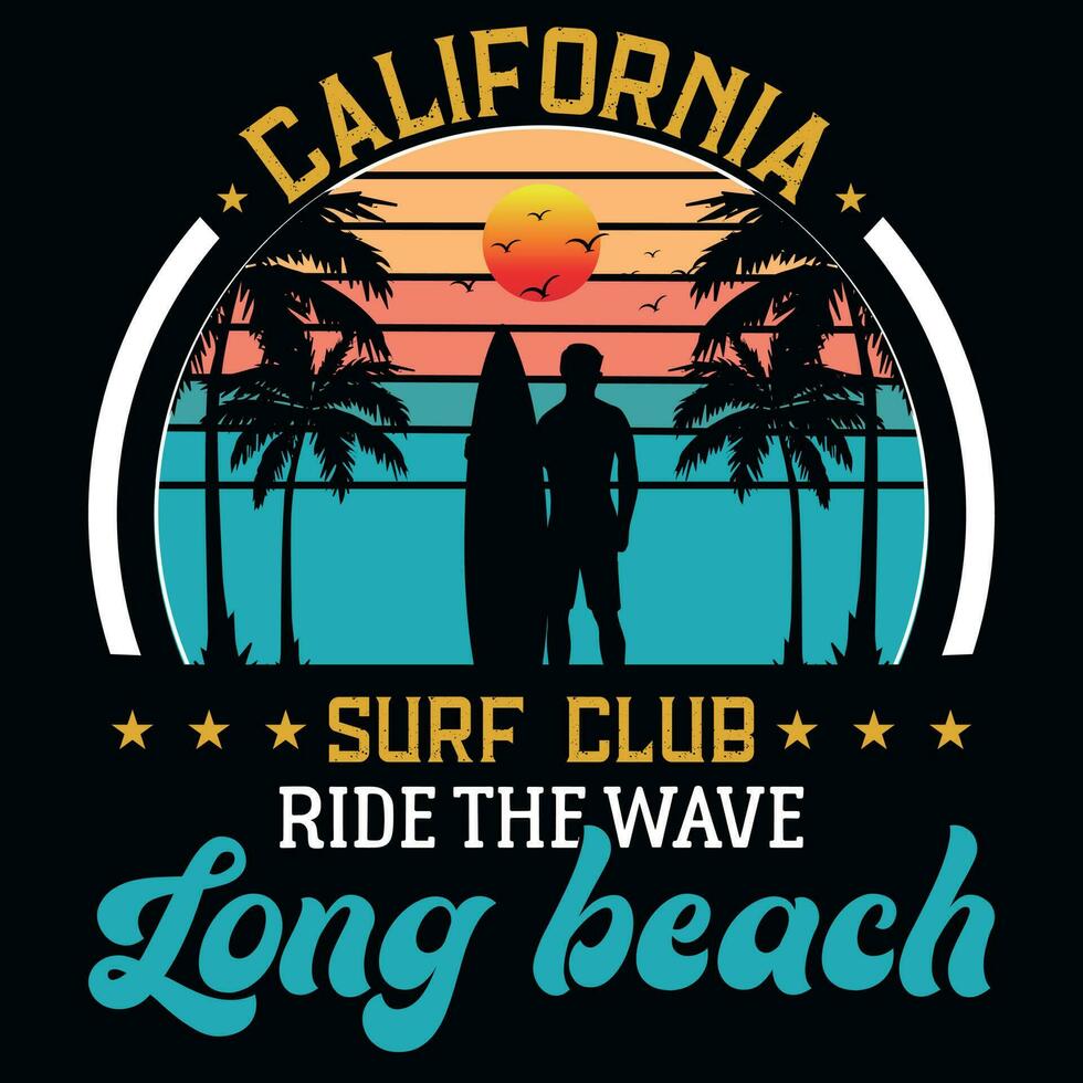 Summer surfing graphics tshirt design vector