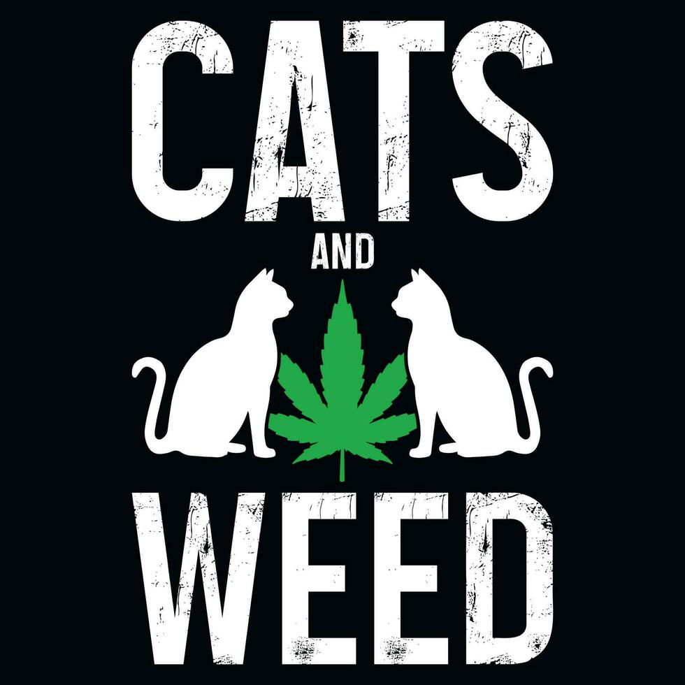 Cats and weed tshirt design vector