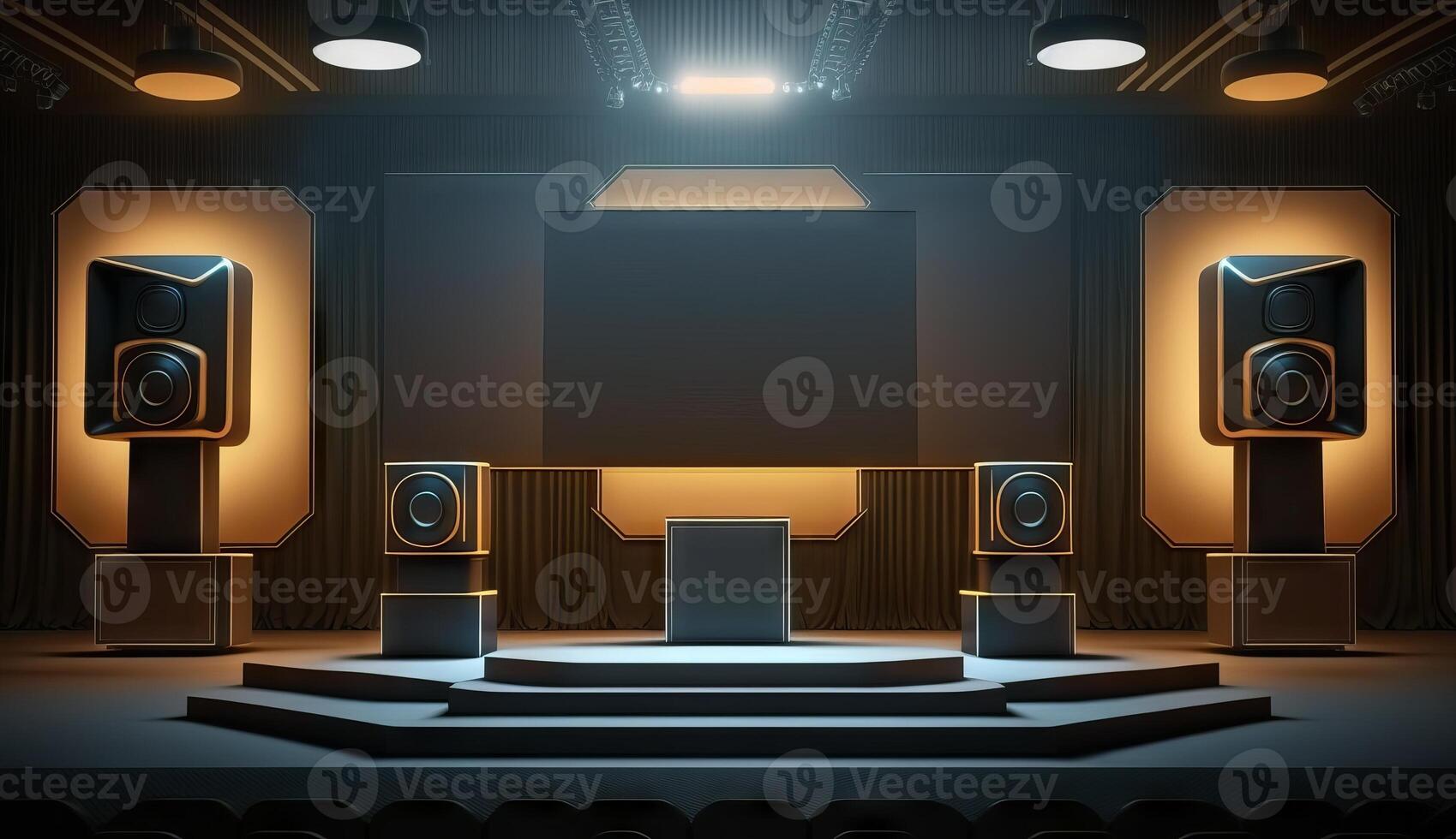Stage of conference hall, presentation and concert scene. photo