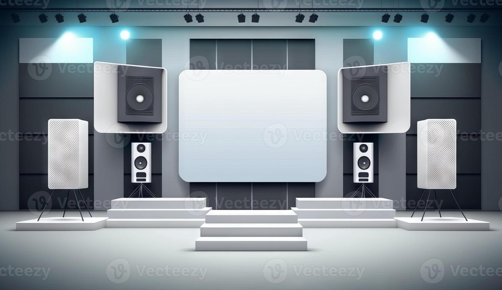 Stage of conference hall, presentation and concert scene. photo