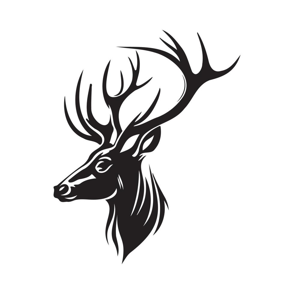 Deer Face, Silhouettes Deer Face SVG, black and white Deer vector