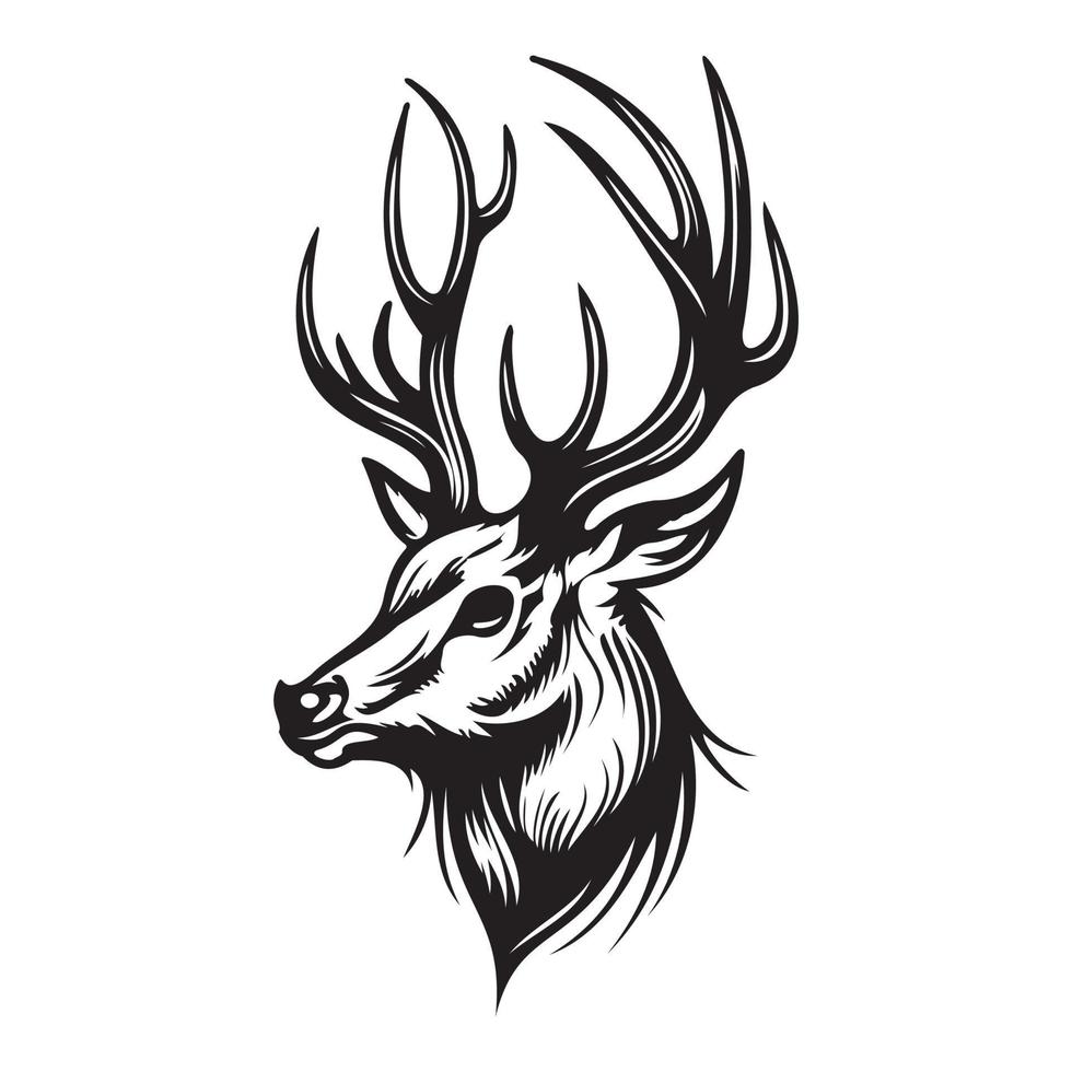 Deer Face, Silhouettes Deer Face SVG, black and white Deer vector