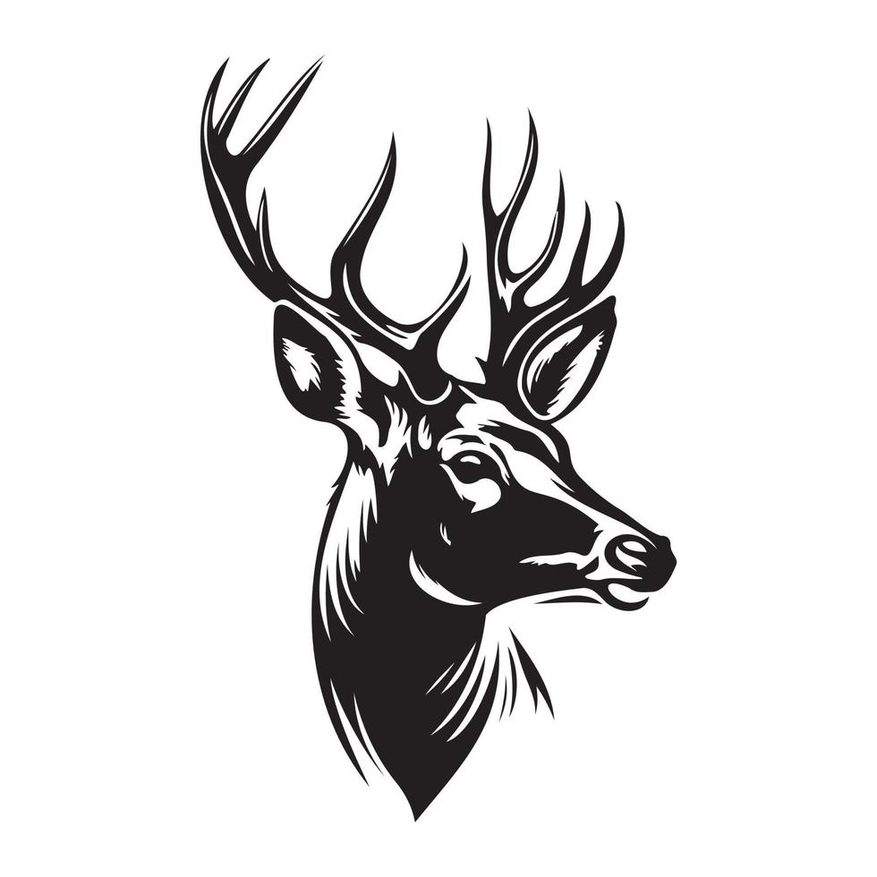 Deer Face, Silhouettes Deer Face SVG, black and white Deer vector