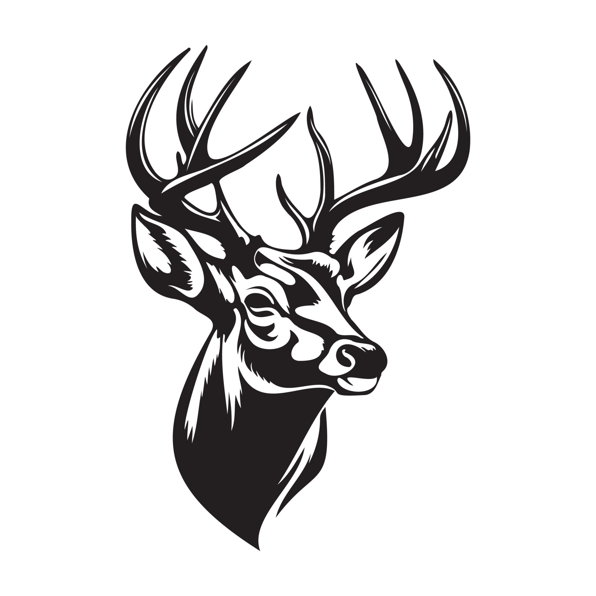 Deer Face, Silhouettes Deer Face SVG, black and white Deer vector