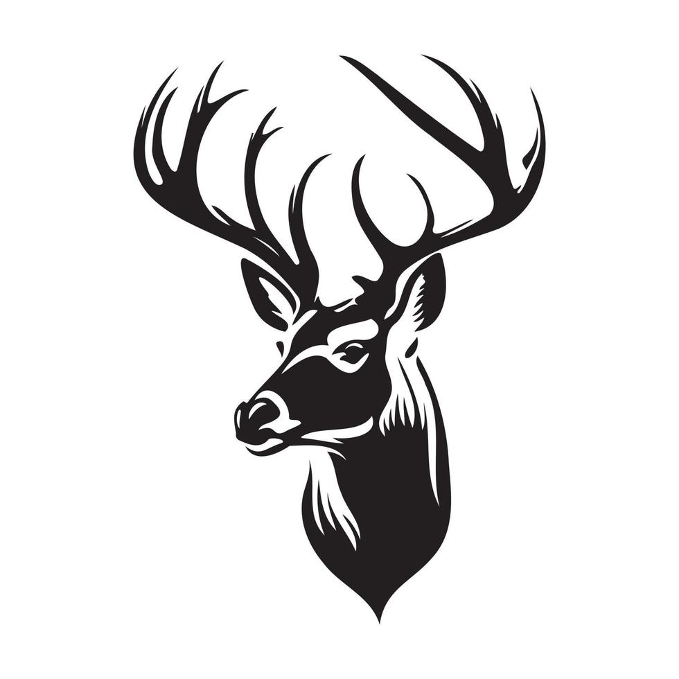 Deer Face, Silhouettes Deer Face SVG, black and white Deer vector