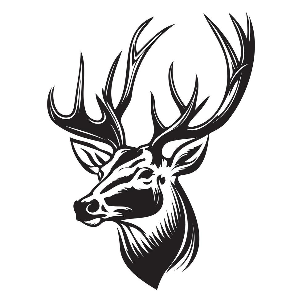 Deer Face, Silhouettes Deer Face SVG, black and white Deer vector