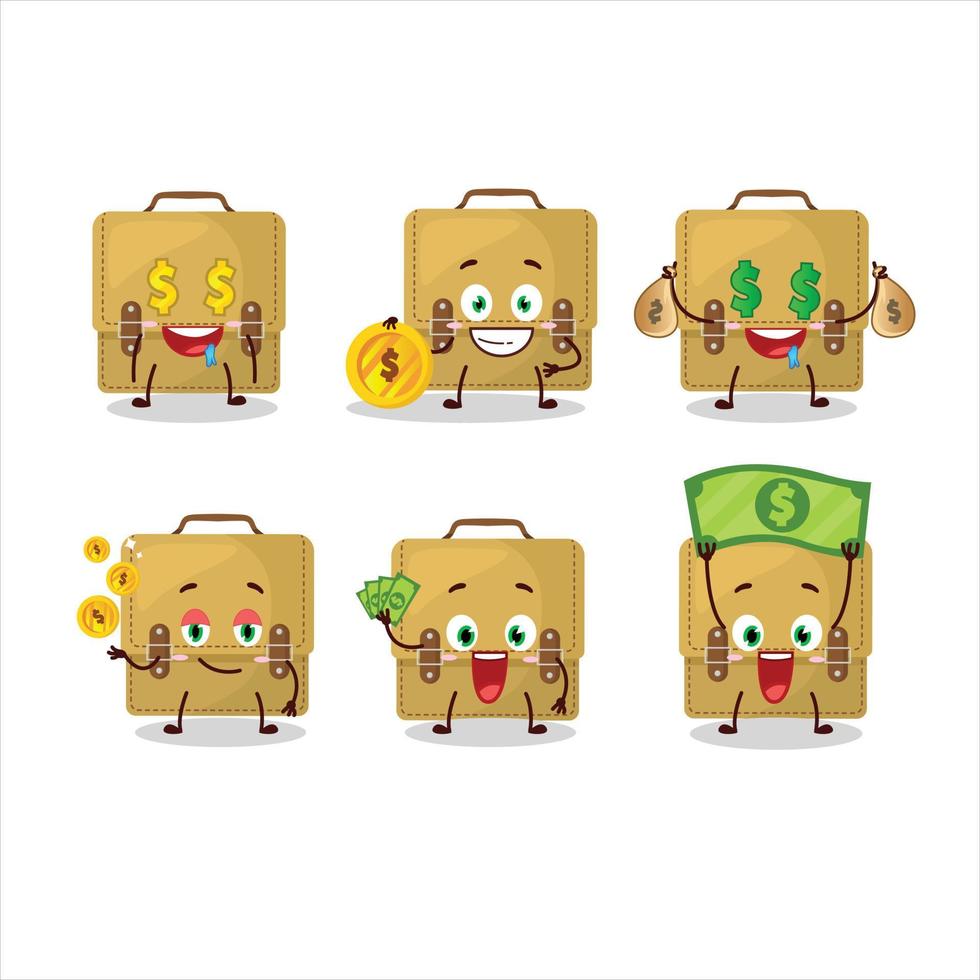 Sling bag school cartoon character with cute emoticon bring money vector