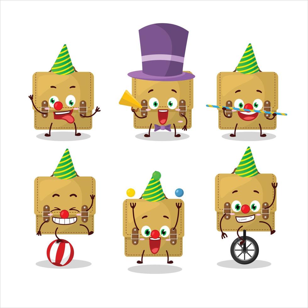 Cartoon character of sling bag school with various circus shows vector