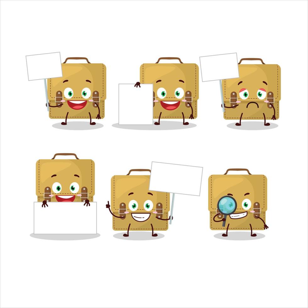 Sling bag school cartoon in character bring information board vector