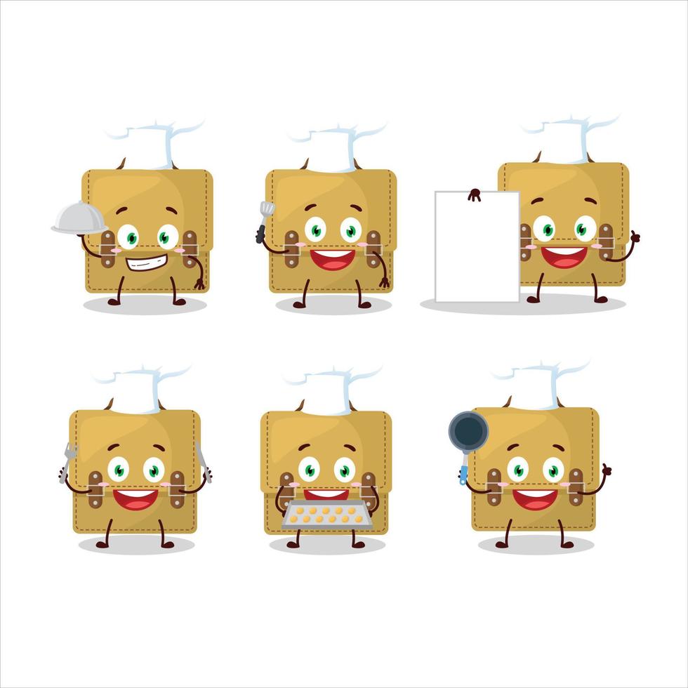 Cartoon character of sling bag school with various chef emoticons vector