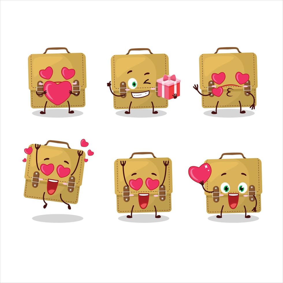 Sling bag school cartoon character with love cute emoticon vector