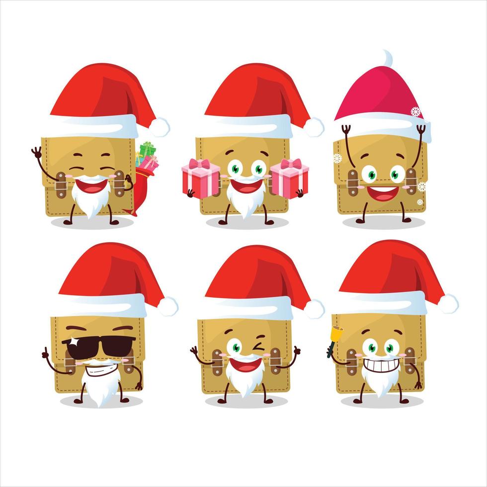 Papa Noel claus emoticones con honda bolso colegio dibujos animados personaje vector