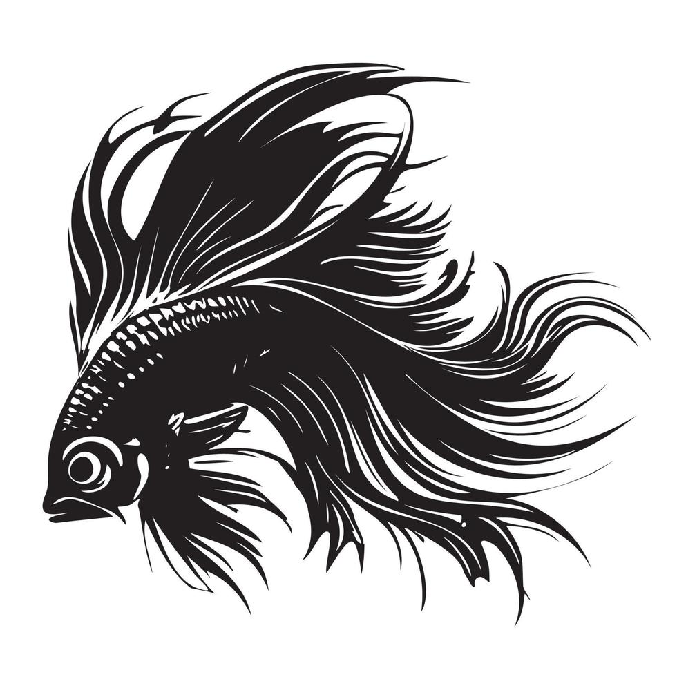 Betta fish vector illustration, fighting fish logo design