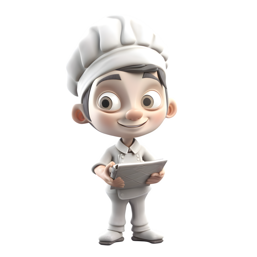 3D Chef with Recipe Book Perfect for Food Blog or Cookbook Projects PNG Transparent Background