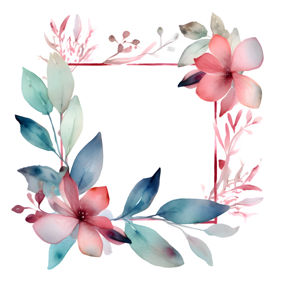 bohemisk botanisk ram med eukalyptus löv och rosa blommor png transparent bakgrund