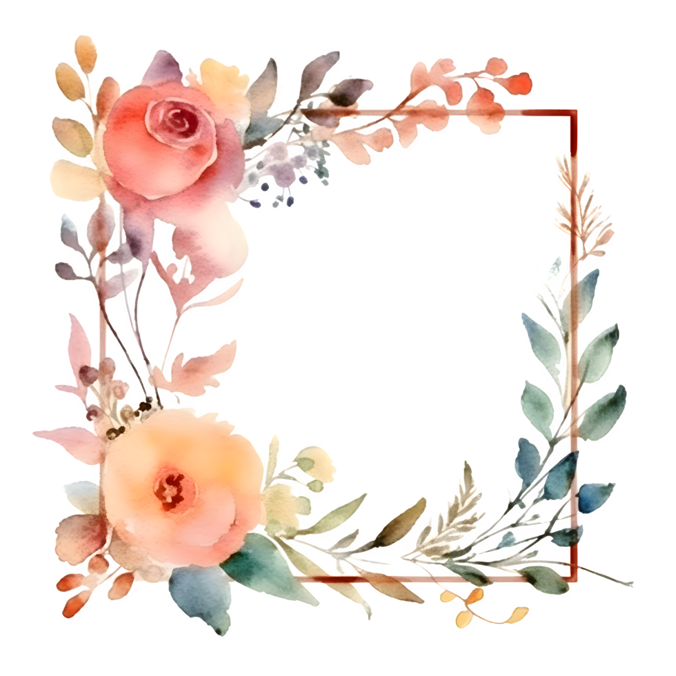 Bohemian botanical frame with eucalyptus leaves and pink flowers PNG Transparent Background