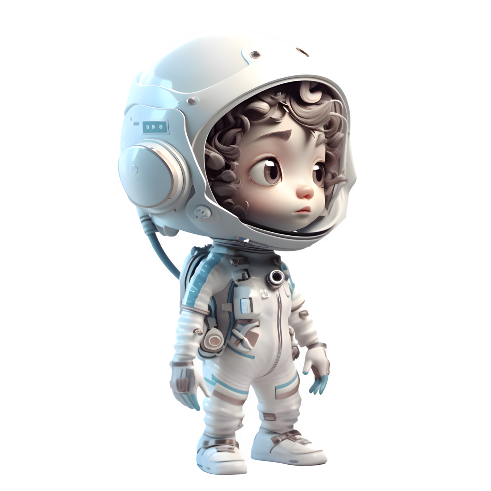 The Universe is Hers 3D Cute Girl in Astronaut Outfit PNG Transparent Background