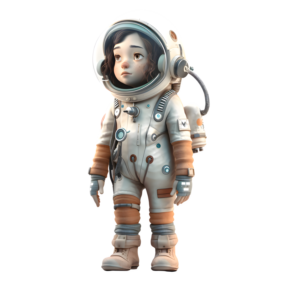 Moonwalker Girl 3D Cute Astronaut Character PNG Transparent Background