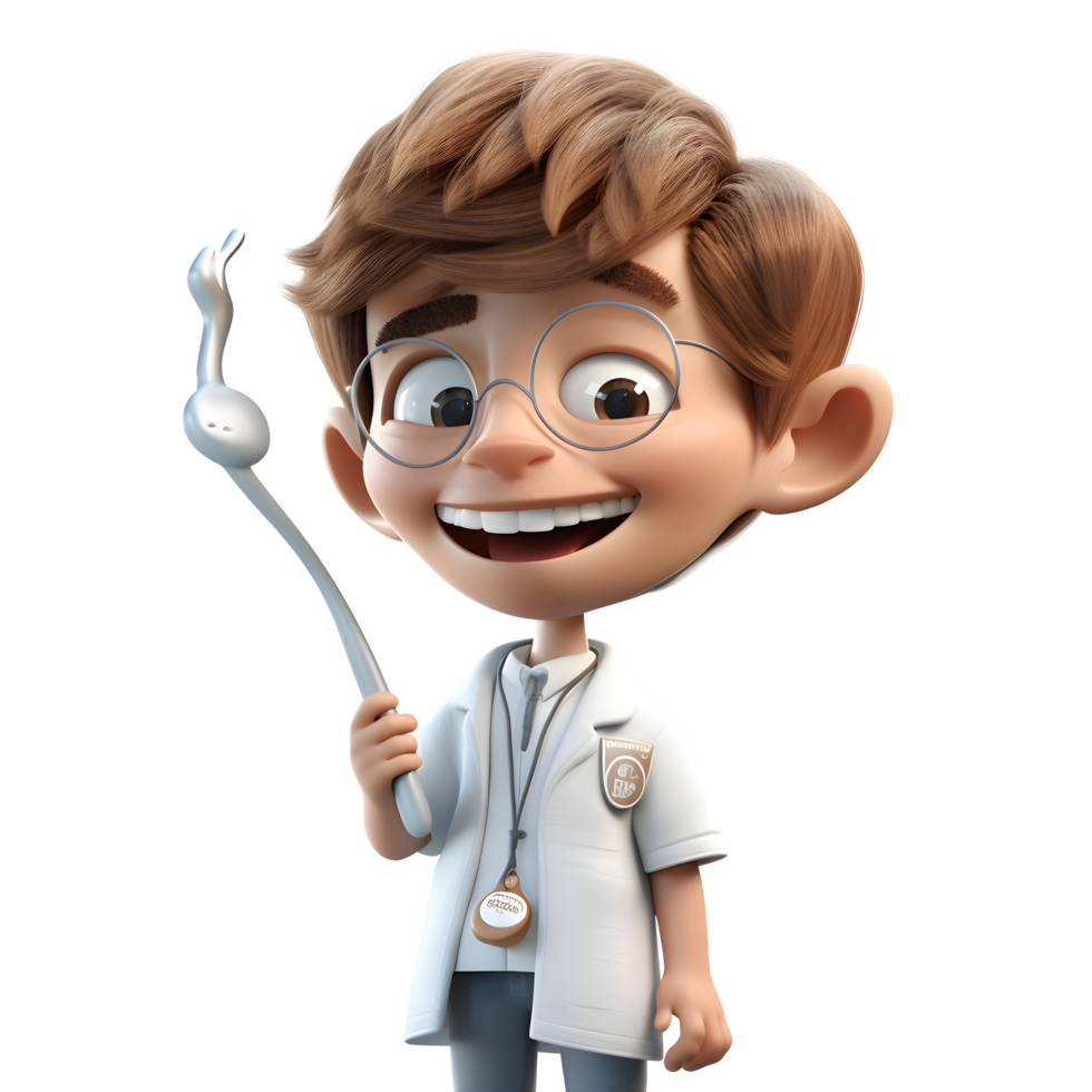 Friendly 3D Dentist with Tooth Model Great for Dental Education or Training Materials PNG Transparent Background