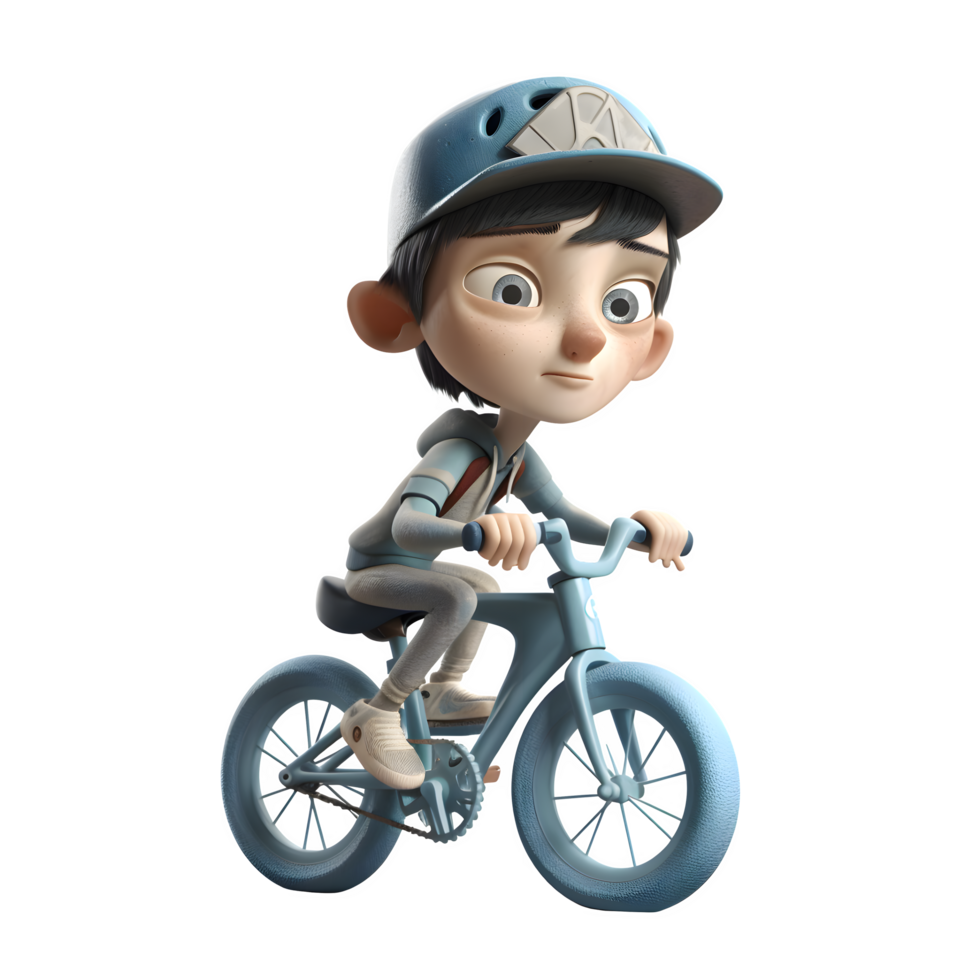 Confident 3D Cyclist Suitable for Fitness Tracker or Sports App Designs PNG Transparent Background